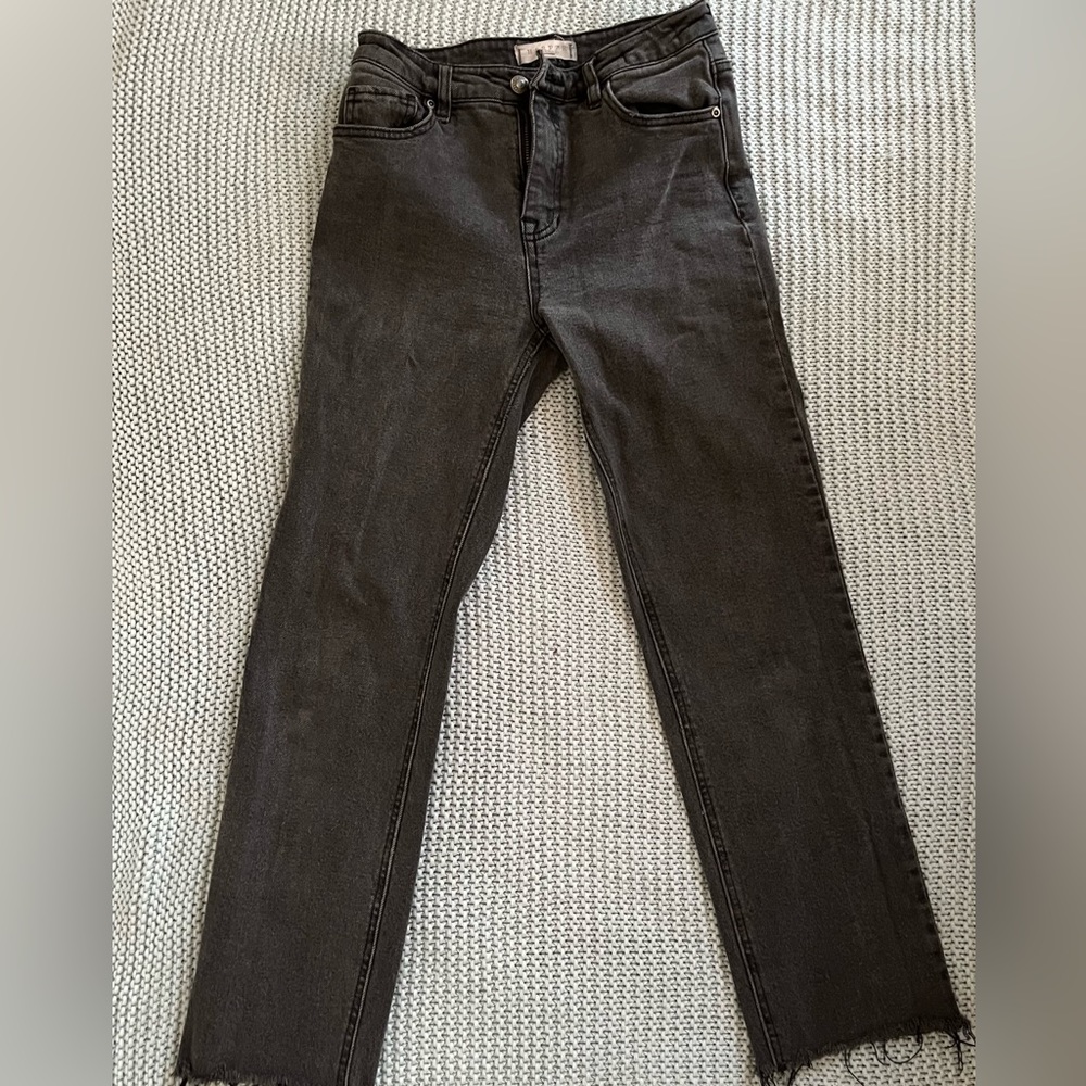 black straight leg jeans